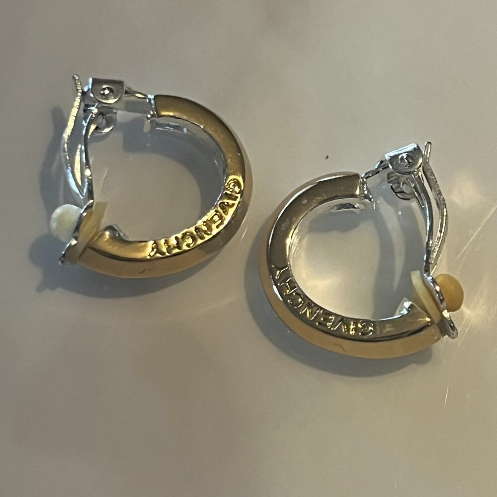 Givenchy Gold-Tone Vintage Hoop Earrings Crystals – COA Included - Picture 8 of 16